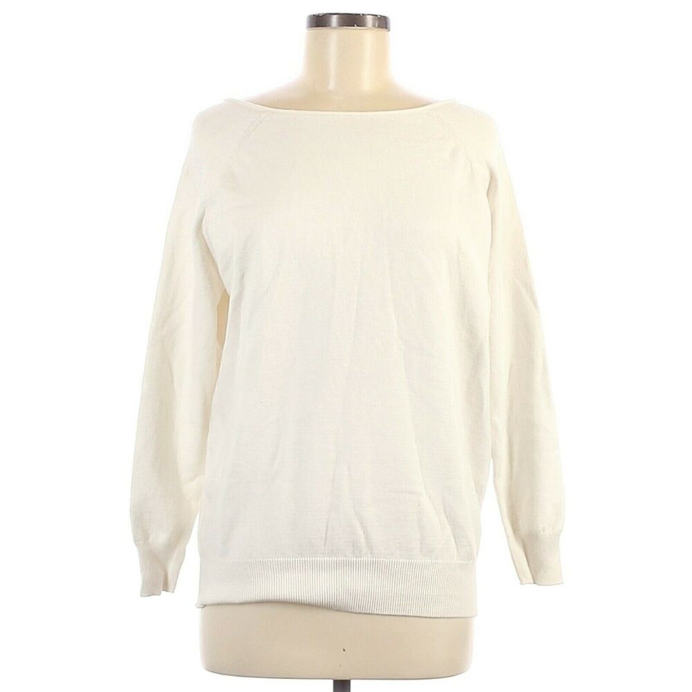 MAJE Macademia chain back knit pullover basic sweater jumper in ecru Sz 2 M NEW